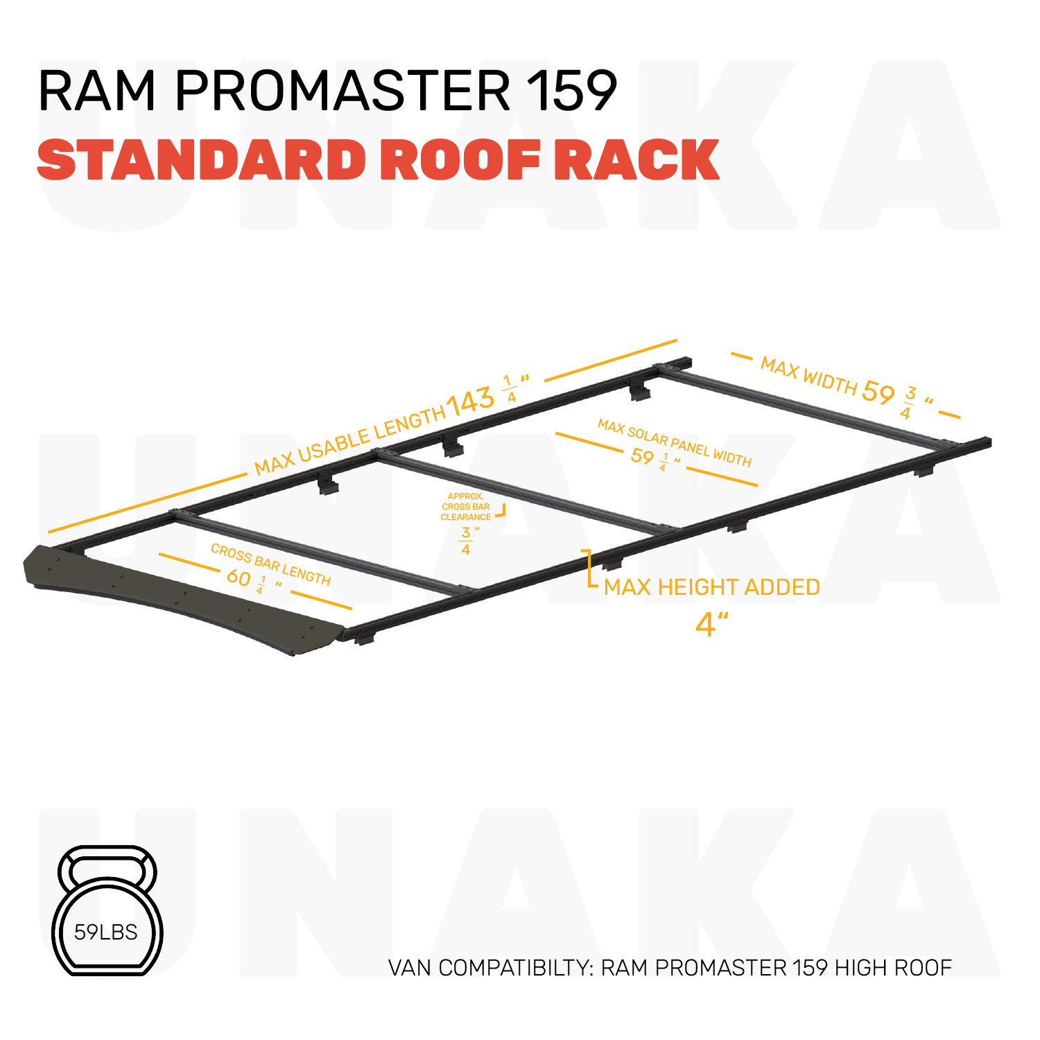 Unaka Gear Co. Ram ProMaster Roof Rack - Standard - 159" High Roof - Modular Roof Rack System
