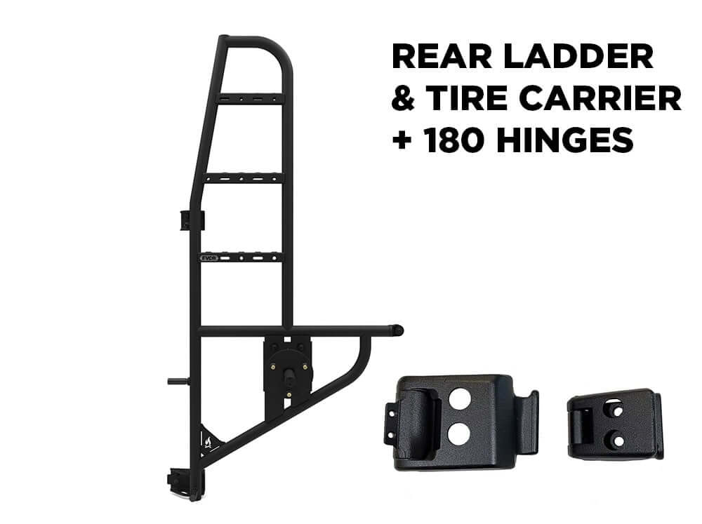 Flatline Van Co. Mercedes Sprinter Sprinter Tire Carrier and Ladder + 180˚ Hinges - Rear Door Utility