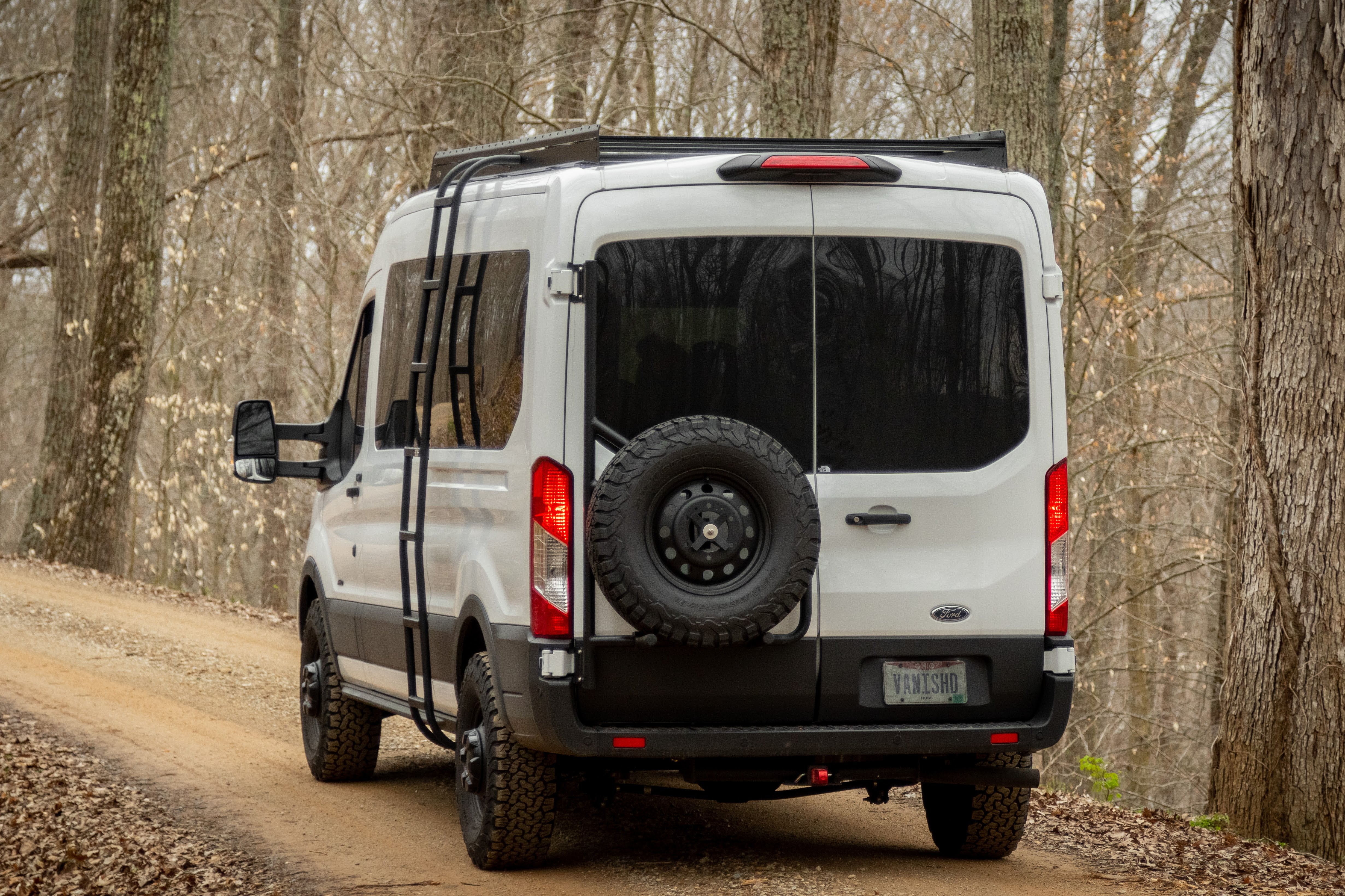 Flatline Van Co. Ford Transit Transit Van Side Ladder , Mid Roof - Exterior Access
