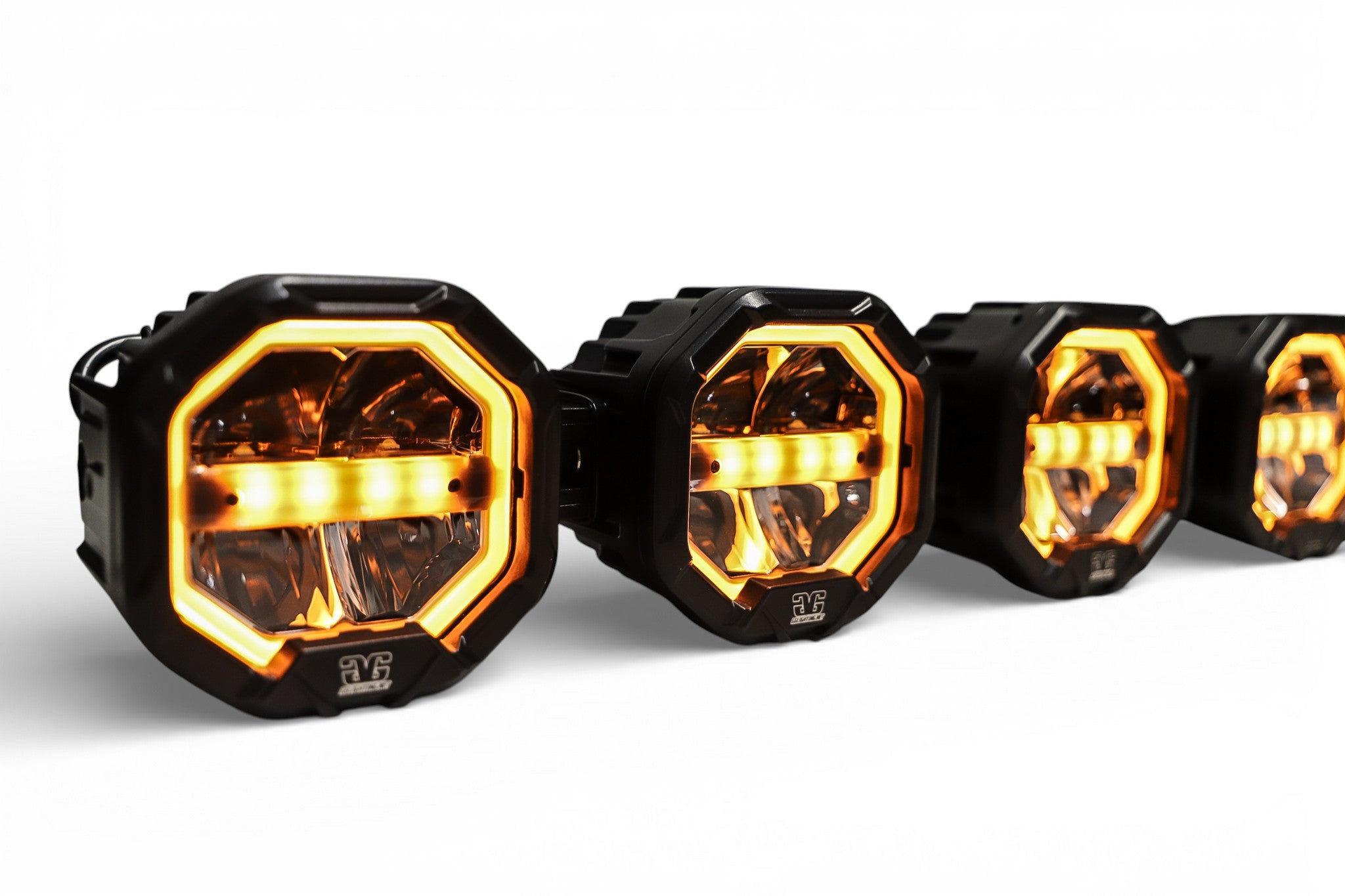 GGLighting 10 Light U-Con Interlocking Off Road LED Pod With Amber or White DRL Running Light - 10-Pod Modular Light System
