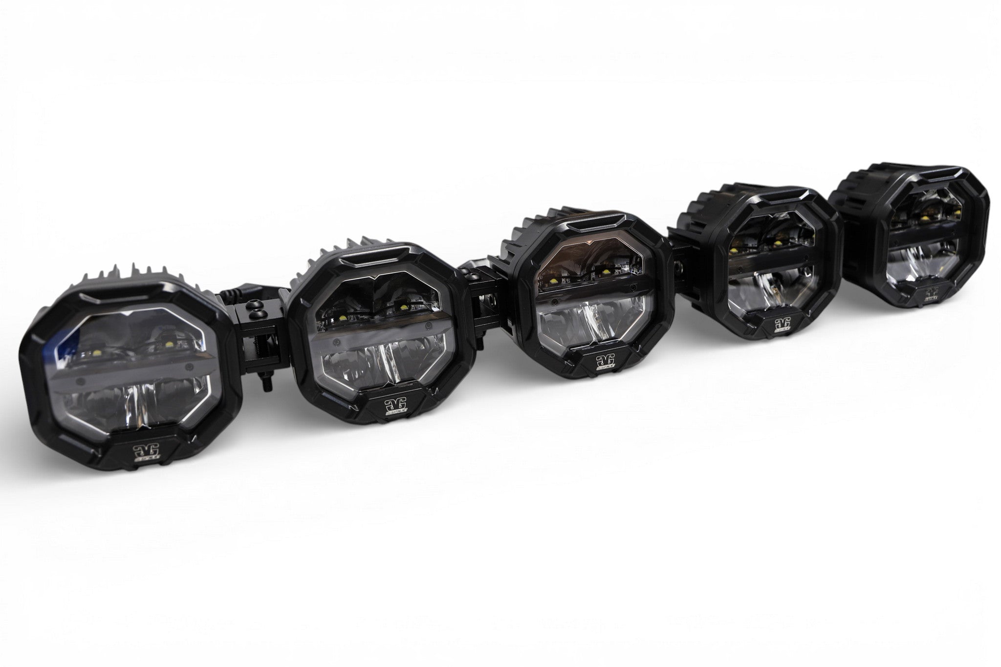 GGLighting 5 Light U-Con Interlocking Off Road LED Pod With Amber or White DRL Running Light - 5-Pod Modular Light System