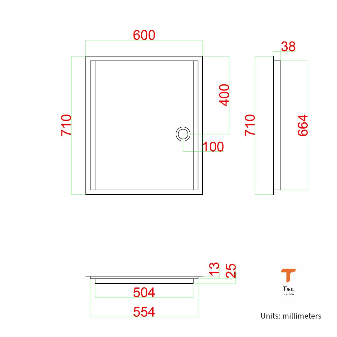 Tec Vanlife Low-Profile Shower Pan - Recessed Floor