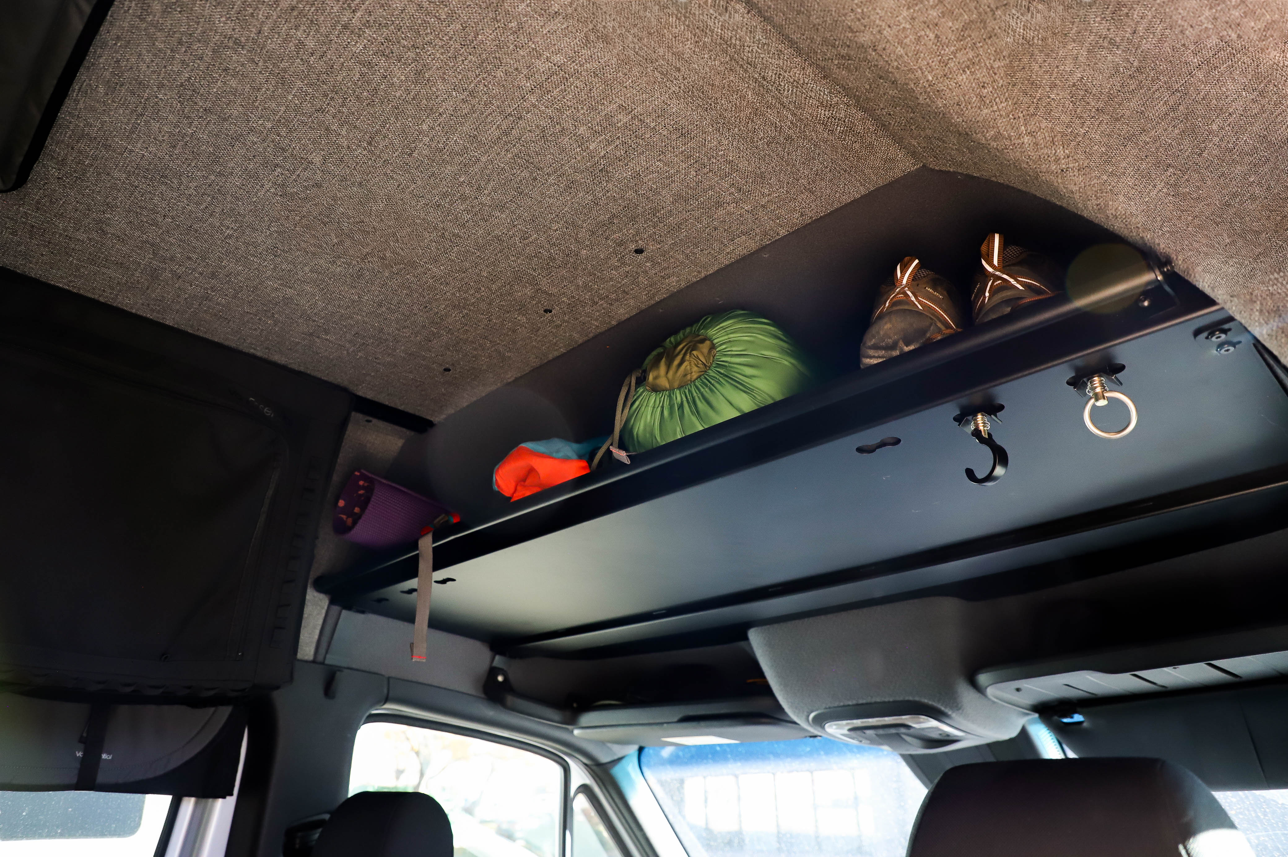 VanEssential Mercedes Sprinter Headliner Shelf & Curtain Rod - 150-Liter Overhead Storage