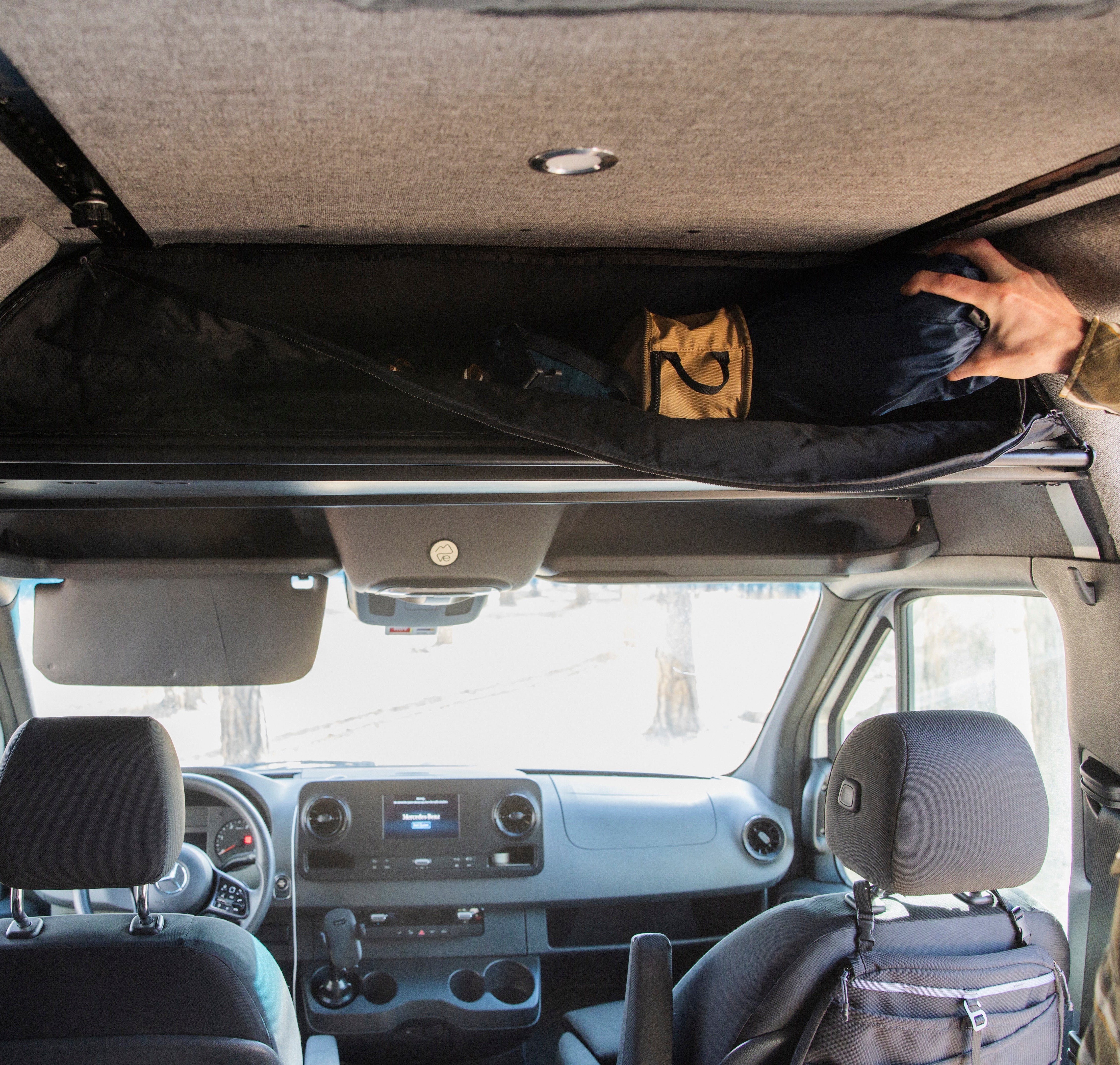 VanEssential Mercedes Sprinter Headliner Shelf Cover - Secure Overhead Storage