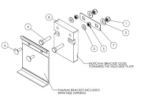 UNAKA GEAR CO. F45S AWNING MOUNTING BRACKETS