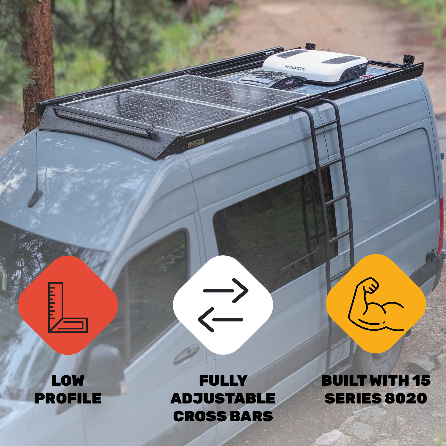 Unaka Gear Co. Mercedes Sprinter Roof Rack - Premium Light Bar - 170" EXT High Roof - Light Bar Mounting Hardware