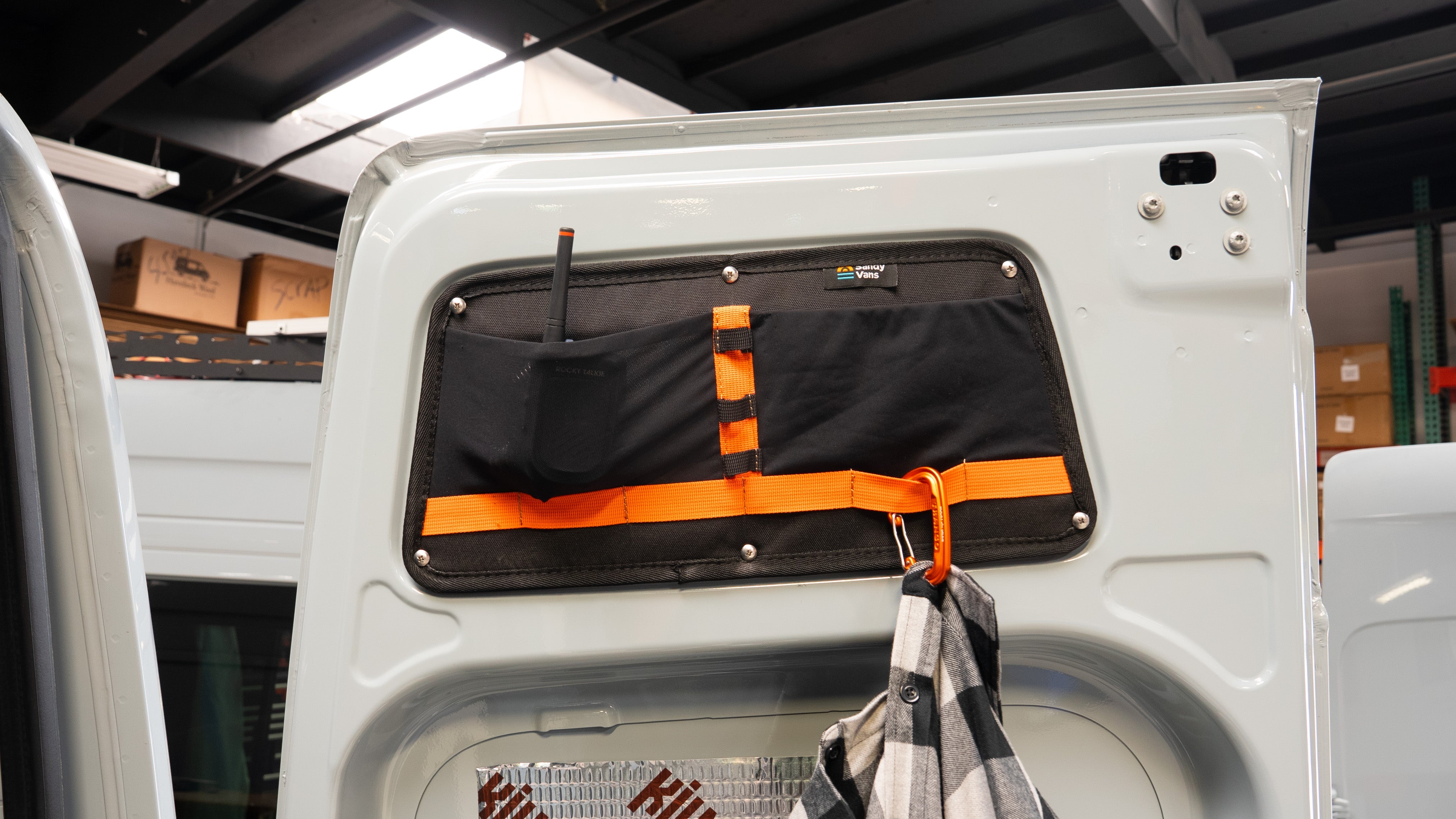 SANDY VANS SPRINTER REAR UPPER DOOR STORAGE PANEL BAGS