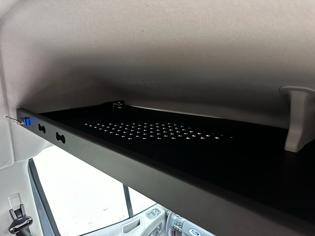 WHITE TOP ADVENTURES TRANSIT OVERHEAD HEADLINER STORAGE SHELF V3.0 (2014-2024)